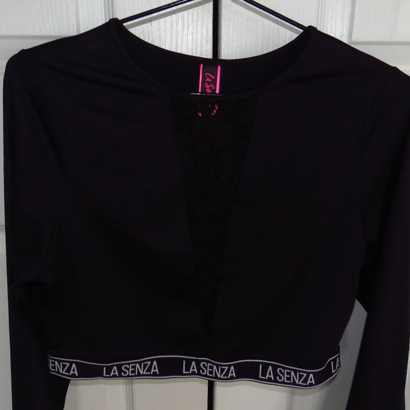 Black La Senza Long Sleeve Crop Top - Picture 1 of 5